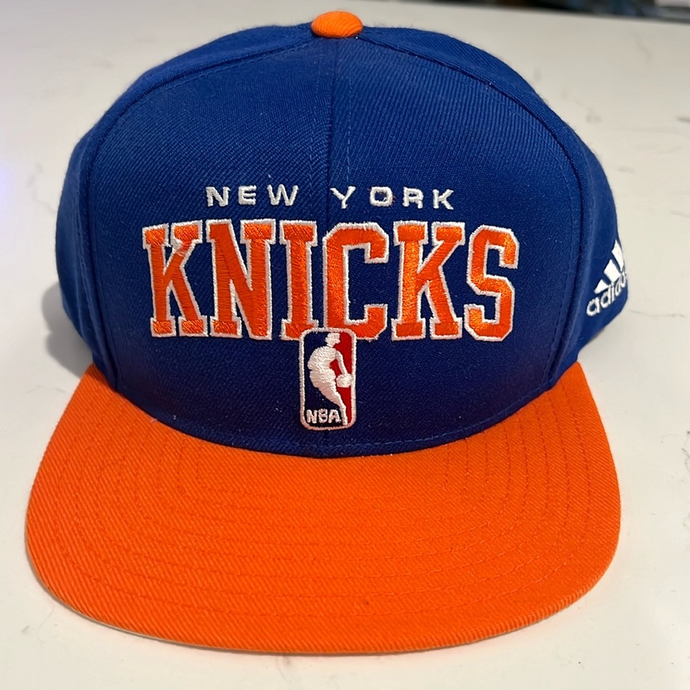 adidas New York Knicks Blue and Orange Flat Brim Snapback